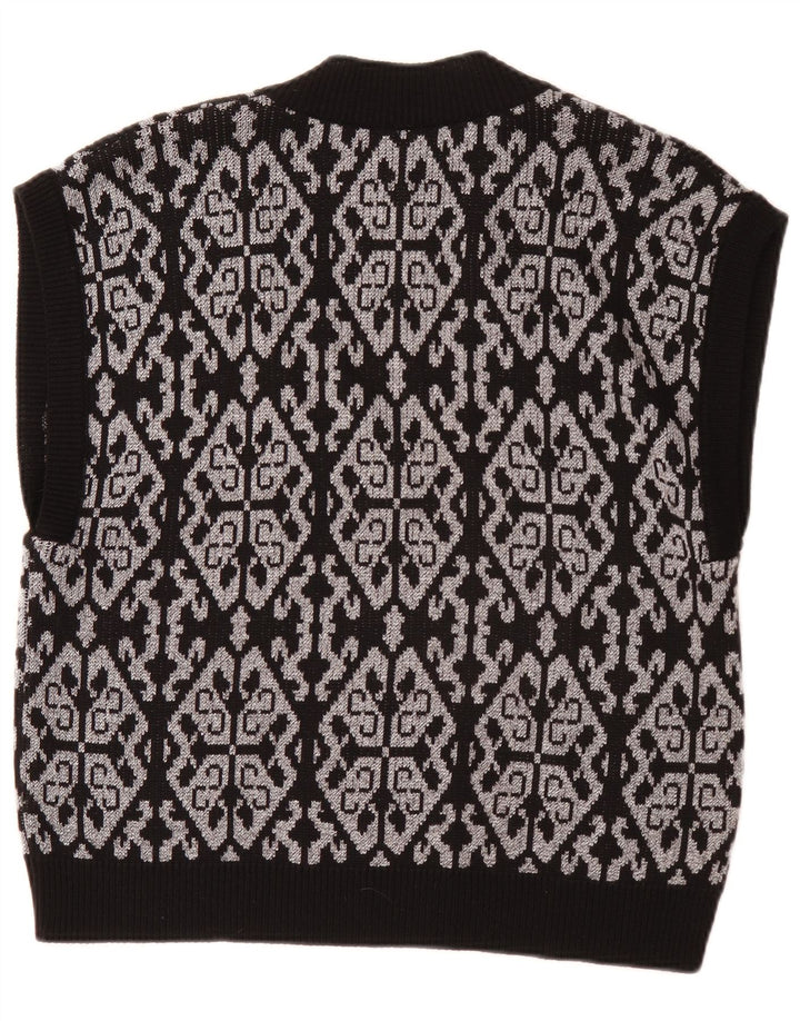 Vintage damski podkoszulek bez rękawów EU 46 XL, czarny, poliester Fair Isle