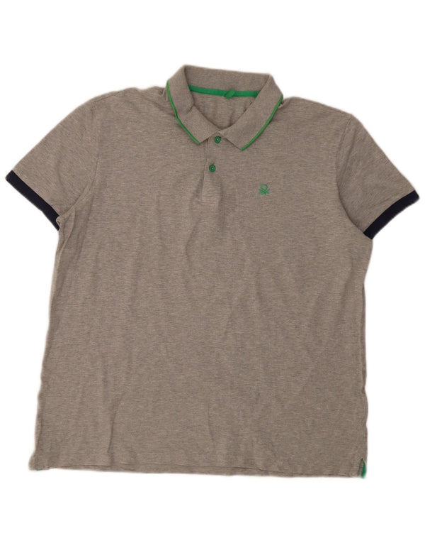 Męska koszulka polo Benetton 2XL, szara bawełna