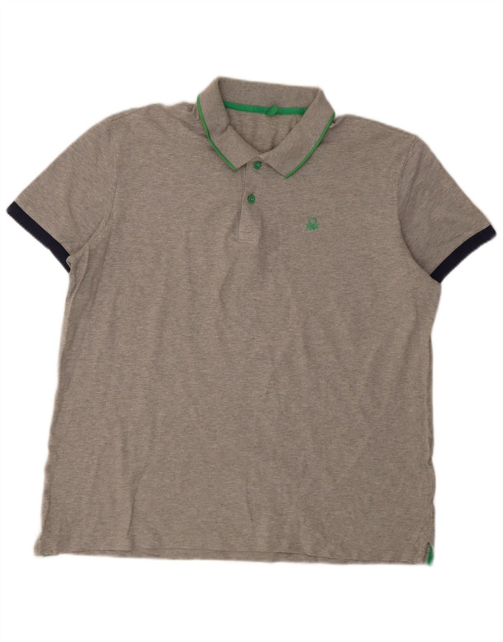 Męska koszulka polo Benetton 2XL, szara bawełna