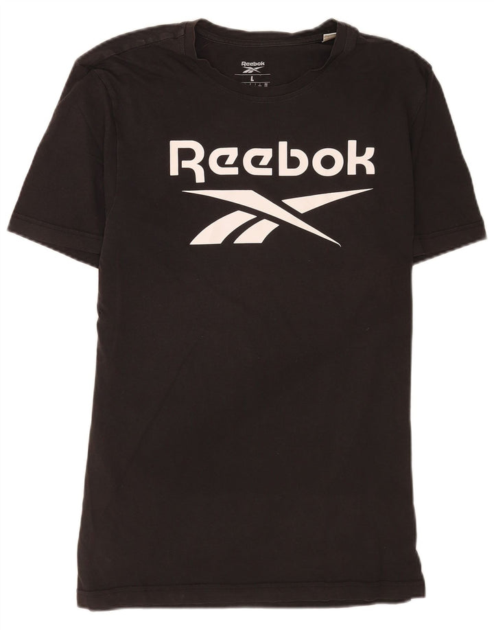 Męska koszulka Reebok z grafiką, duża, czarna, bawełniana