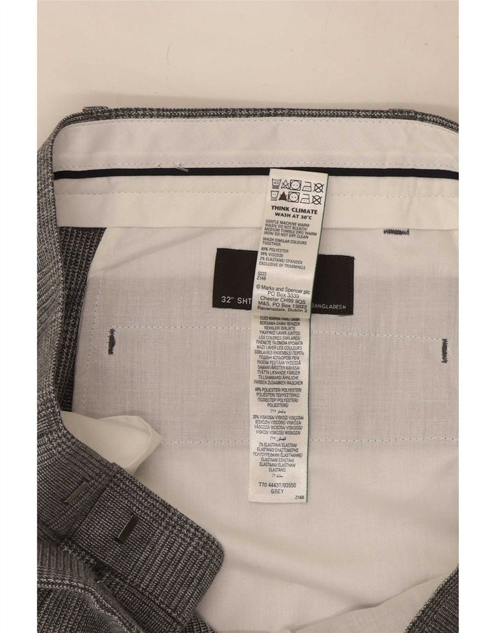 Męskie spodnie garniturowe Marks & Spencer W32 L29 Szare w pepitkę