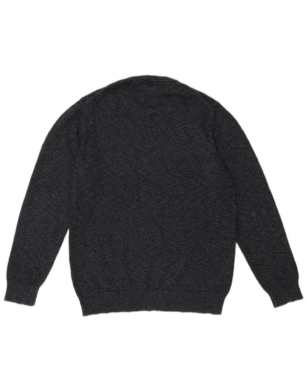 Męski sweter z okrągłym dekoltem Lyle & Scott, duży, granatowy, bawełniany w cętki