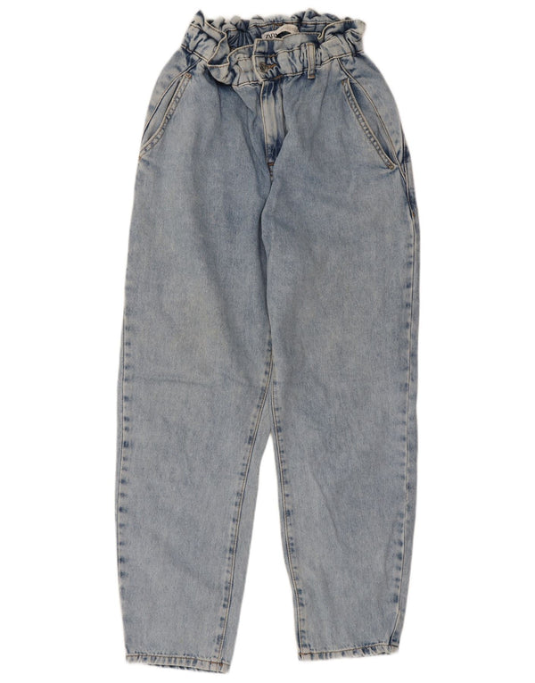 Damskie jeansy z wysokim stanem Zara EU 34 2XS W24 L25 Niebieskie bawełniane