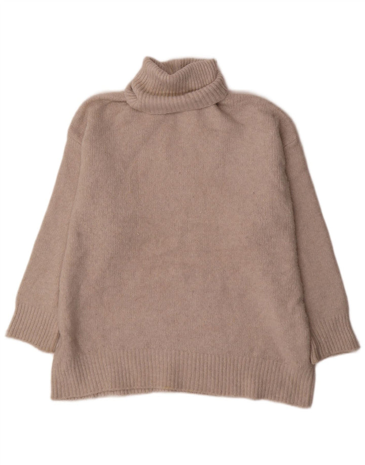Damski sweter oversize Zara z golfem UK 14, średni beżowy poliester