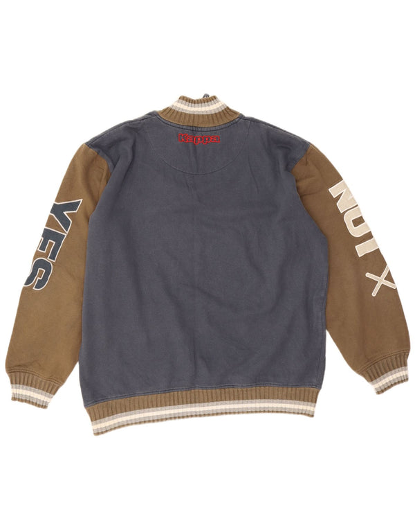Męski sweter Kappa z grafiką i zamkiem błyskawicznym, 2XL, granatowy, blok kolorów