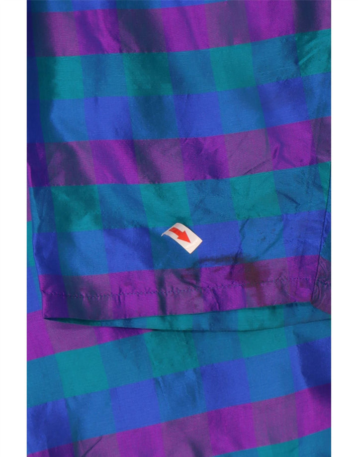 Vintage damska otwarta marynarka UK 14 w średnią niebieską kratkę