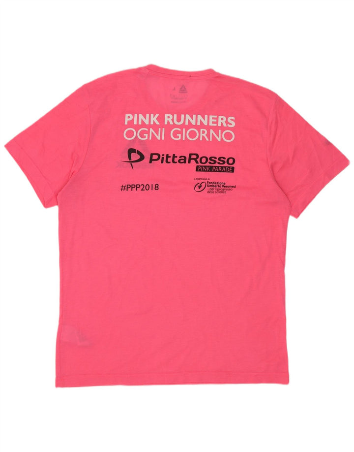 Męski T-shirt Reebok z grafiką, duży, różowy, poliester