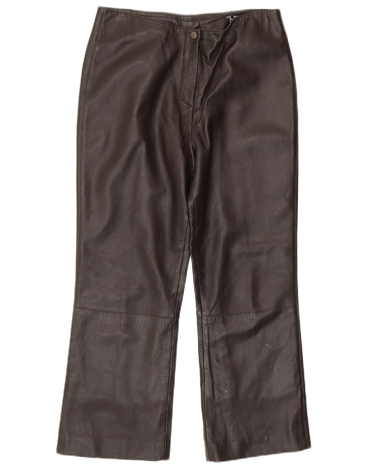 HELIUM Womens Bootcut Leather Trousers UK 12 Medium W30 L25 Black