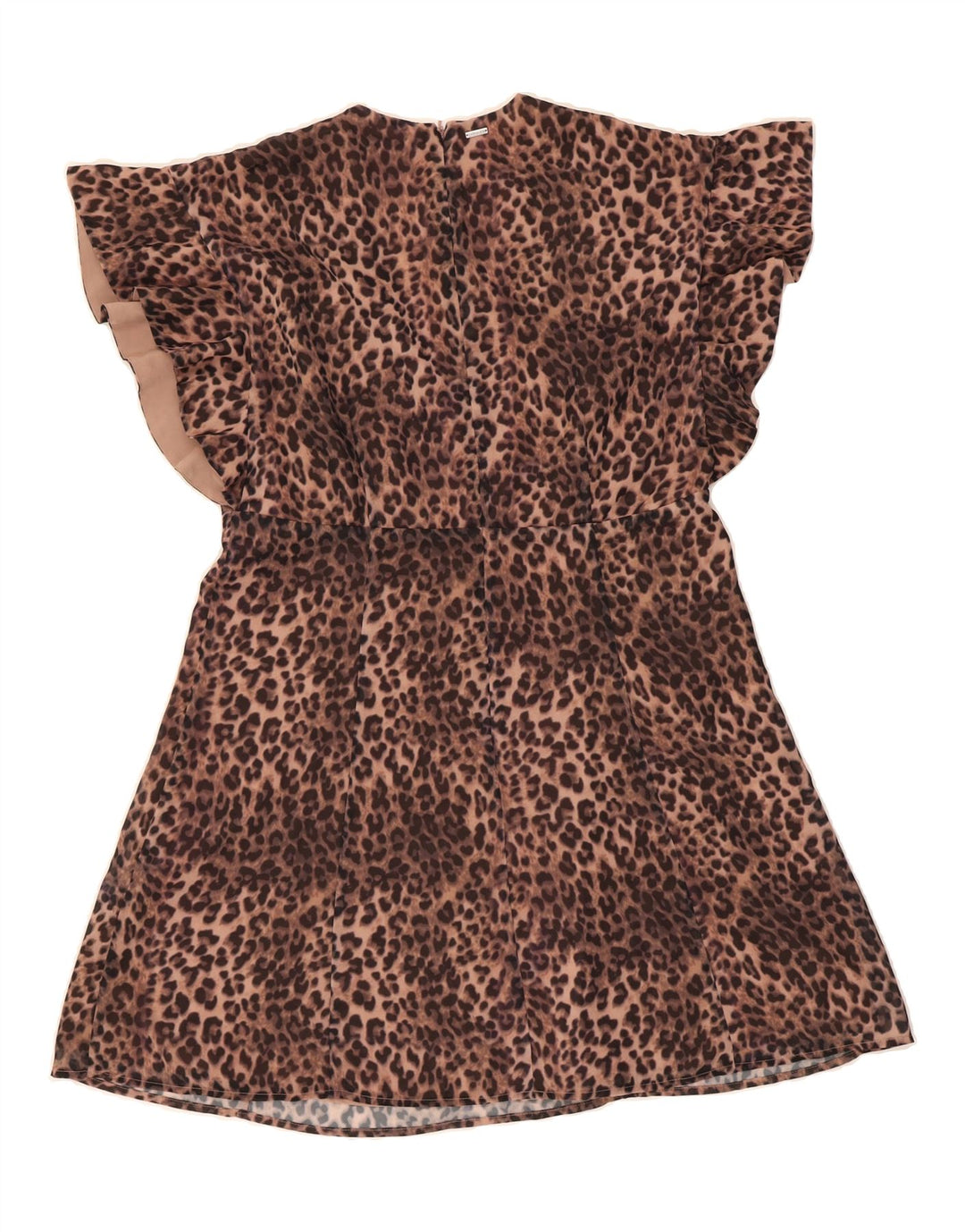 GUESS Womens A-Line Dress UK 12 Medium Brown Animal Print Polyester Vintage Guess and Second-Hand Guess from Messina Hembry 
