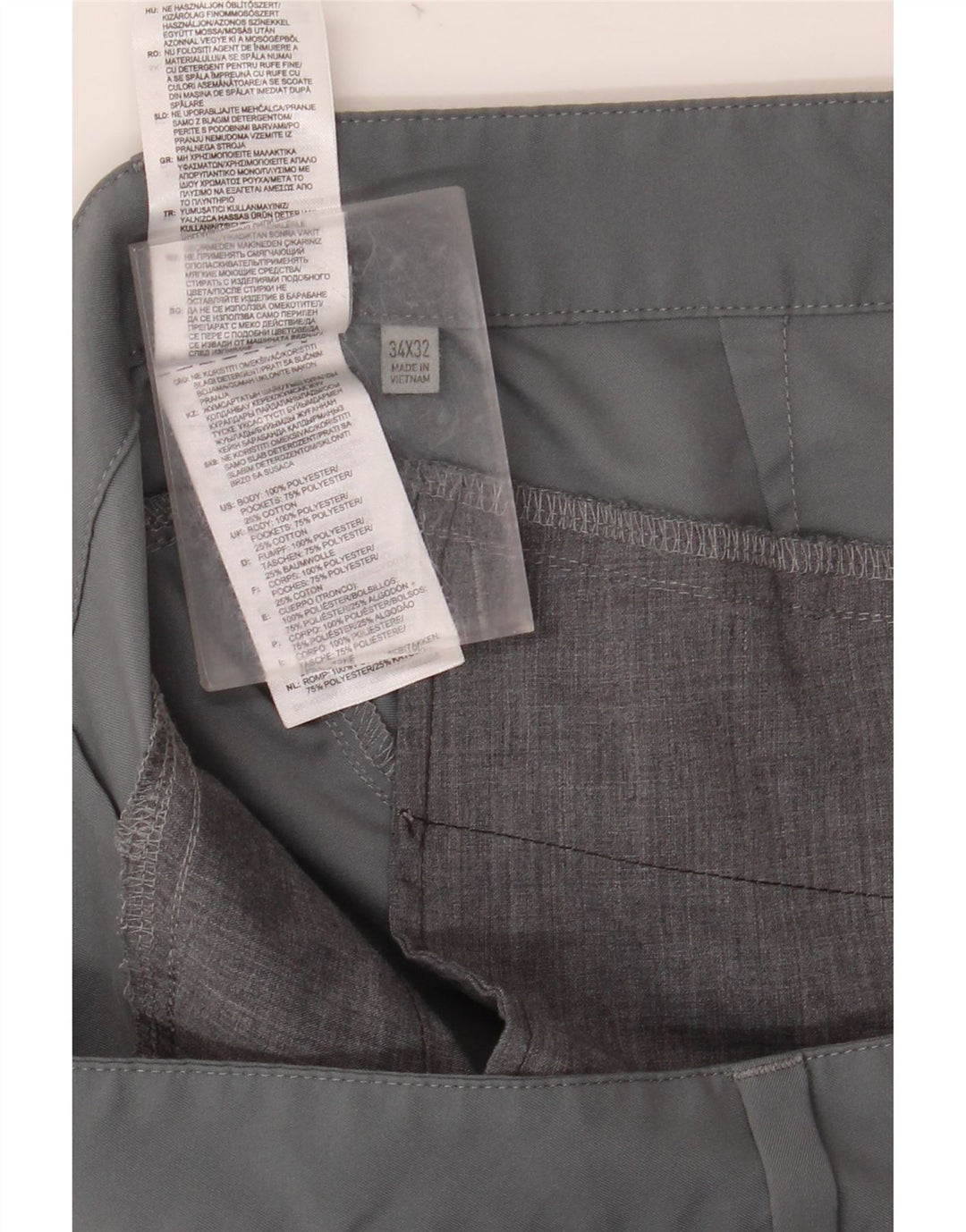 Męskie spodnie typu slim chino ADIDAS W34 L32 Szary poliester