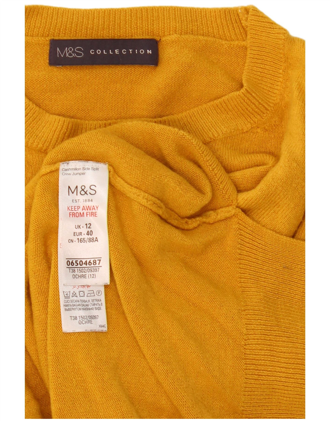 Marks & Spencer Damski sweter z okrągłym dekoltem UK 12 Średni żółty akryl