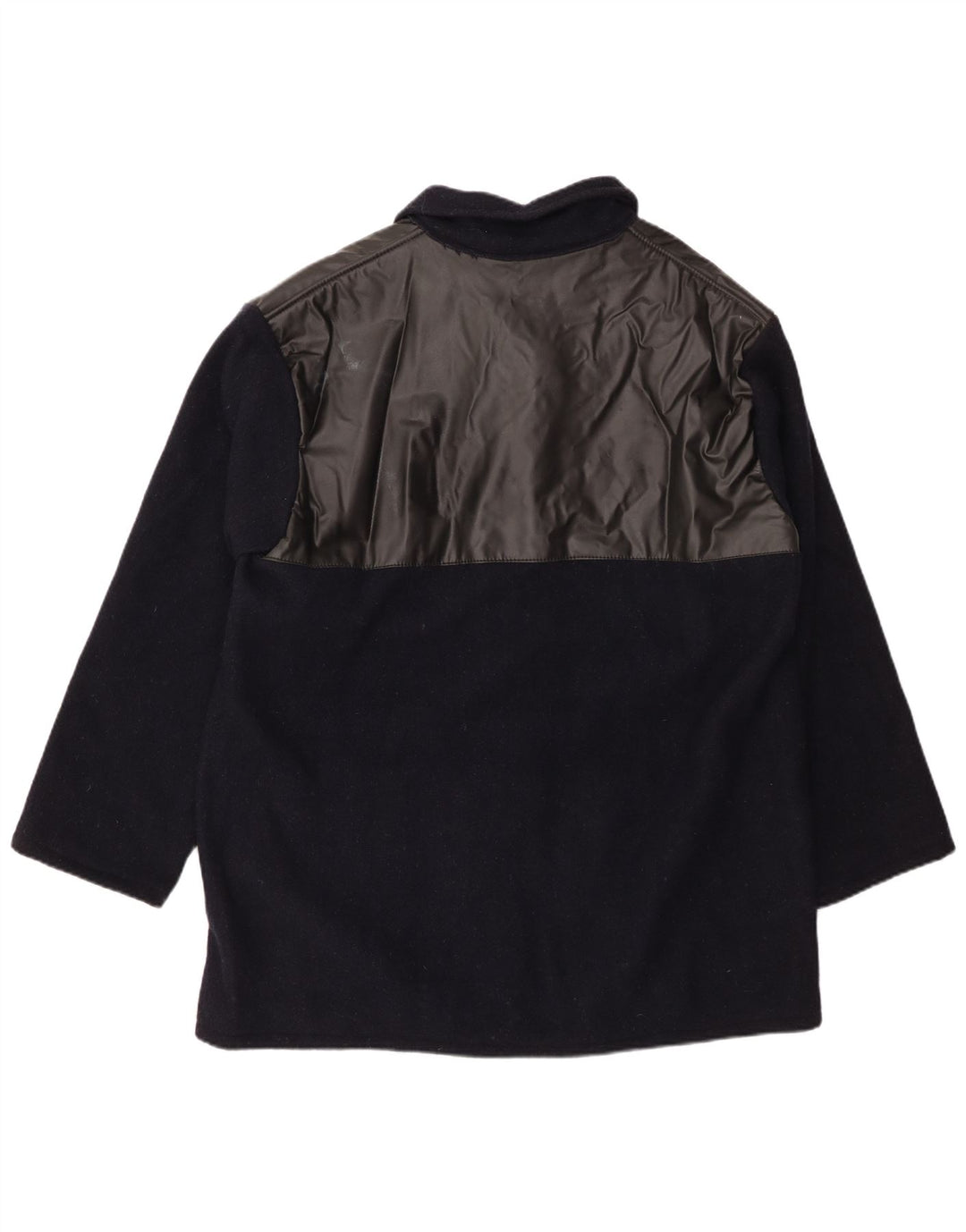 Męski płaszcz o luźnym kroju VINTAGE IT 44 XS Granatowa wełna w blokach kolorów