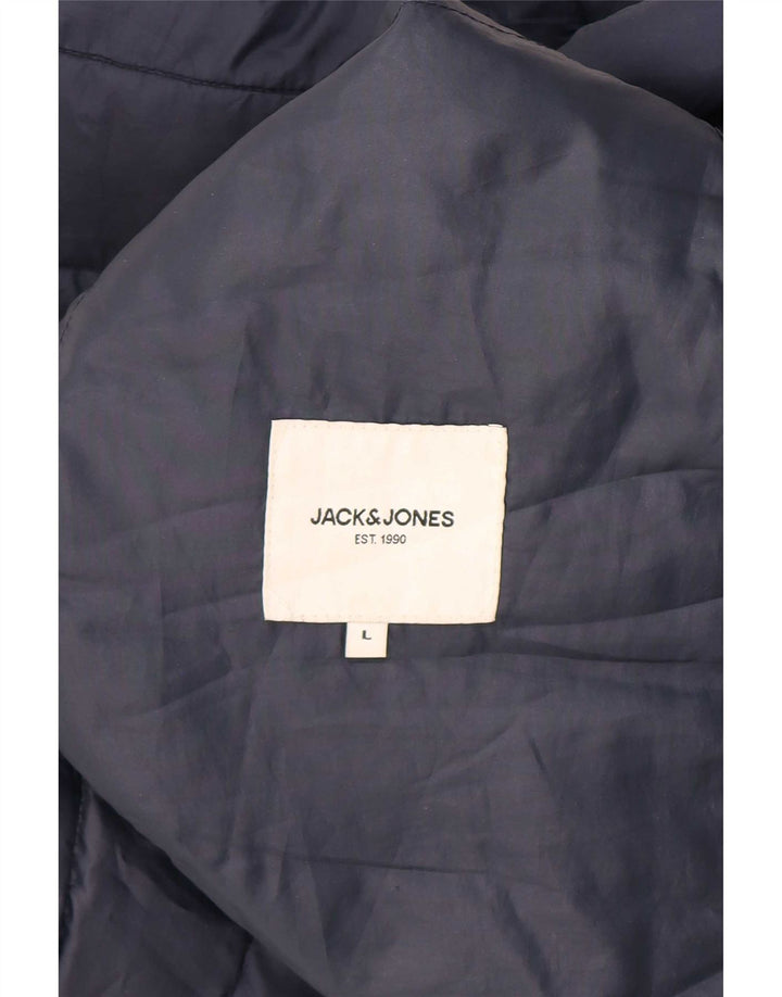 Męska ocieplana kurtka Jack & Jones UK 40, duża, granatowa, z poliestru w blokach kolorów