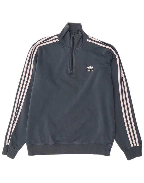 Męska bluza Adidas z zamkiem błyskawicznym, średnia szara bawełna