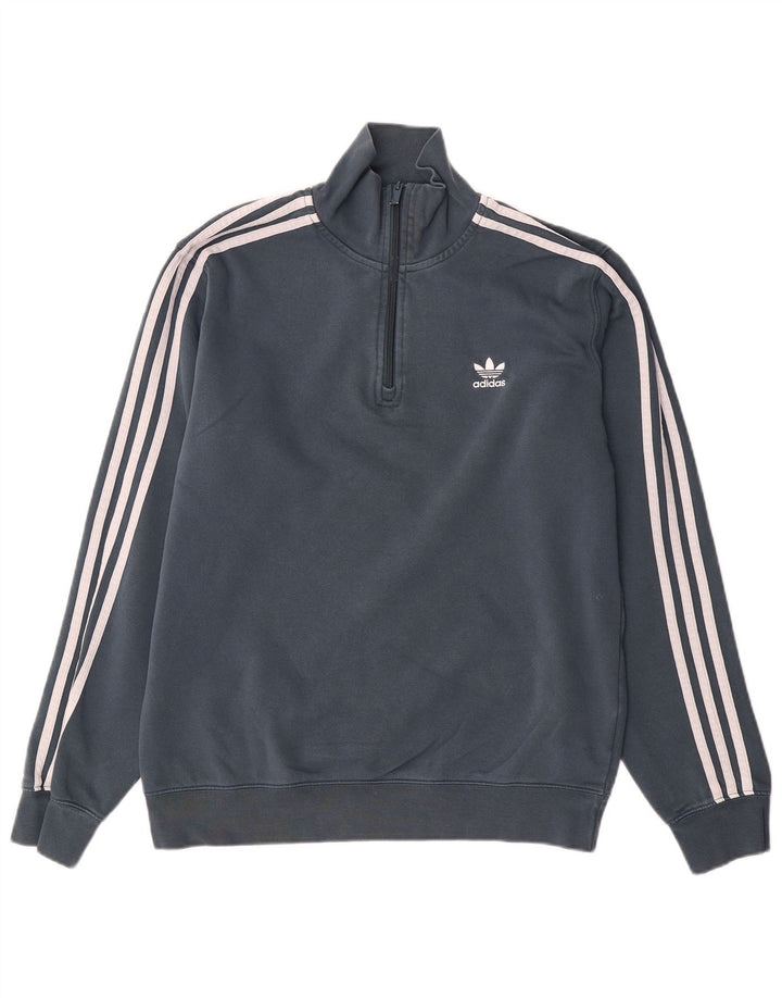 Męska bluza Adidas z zamkiem błyskawicznym, średnia szara bawełna