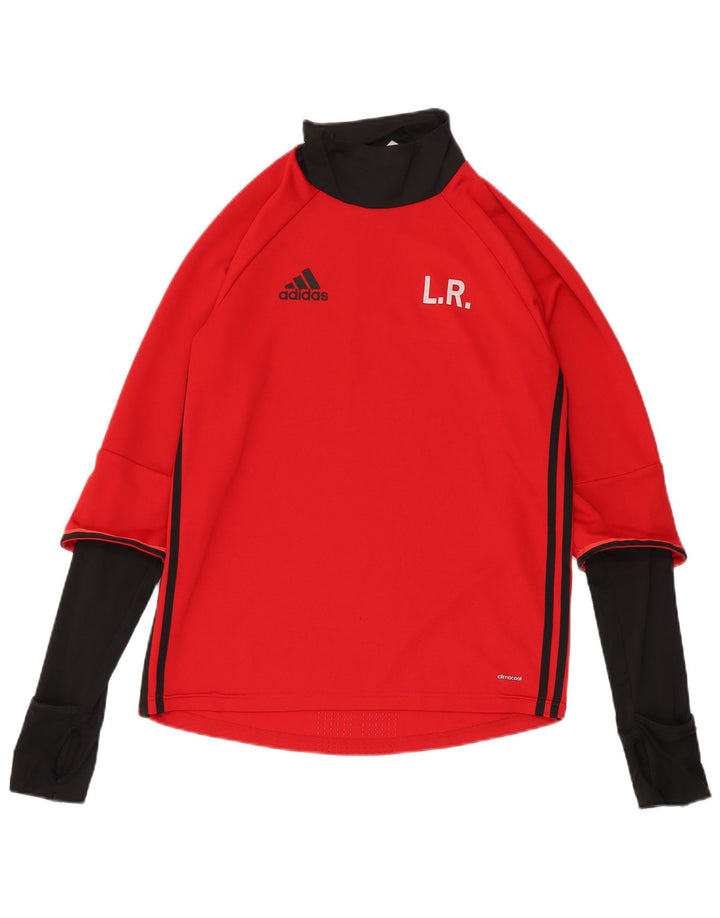 Adidas Męski graficzny top z długim rękawem, średni czerwony poliester