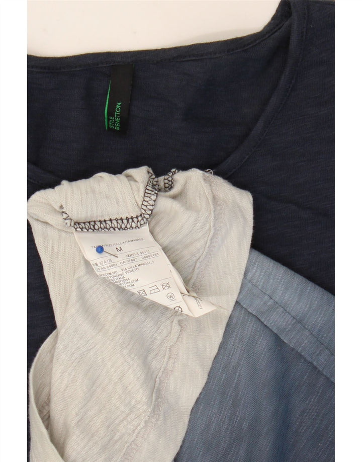T-shirt męski BENETTON Top, średni, granatowy, bawełniany w bloki kolorów