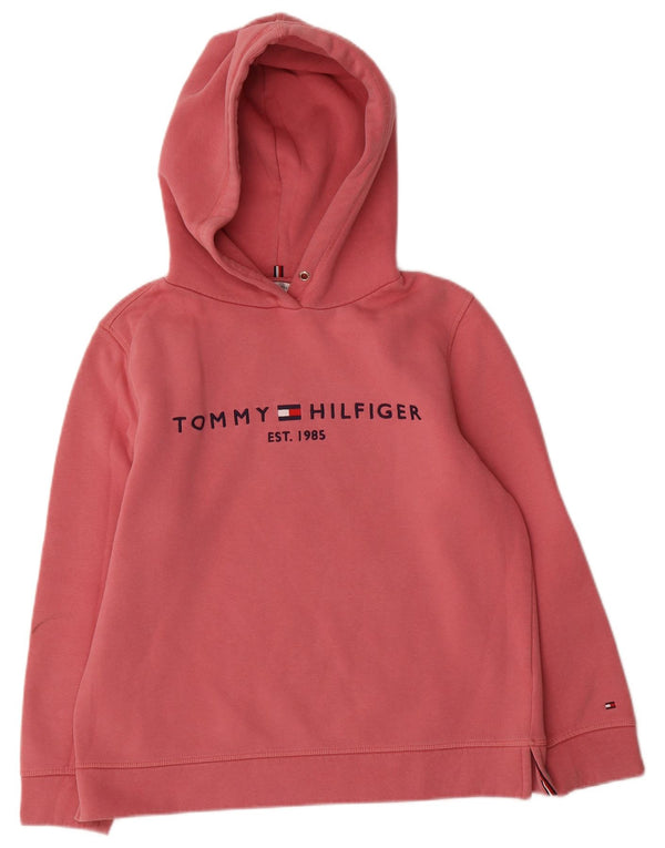 Damska bluza z kapturem Tommy Hilfiger z grafiką UK 14, średnia różowa bawełna