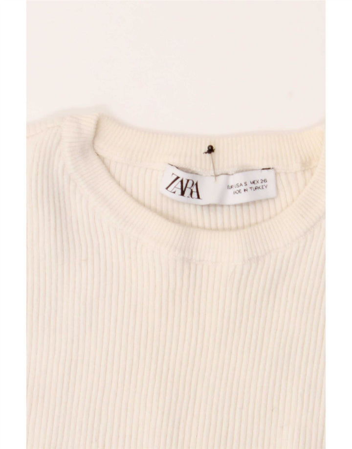 Zara Womens Crop Vest Top UK 8 Small Off White