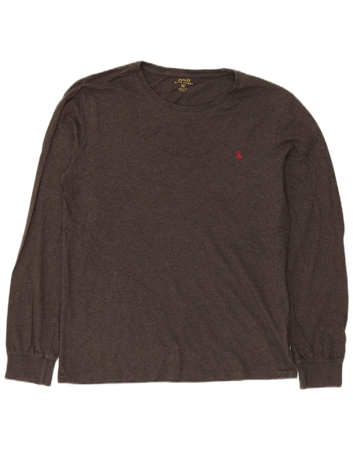 Koszulka POLO RALPH LAUREN Męska koszulka o dopasowanym kroju z długim rękawem, średnio szara, bawełniana