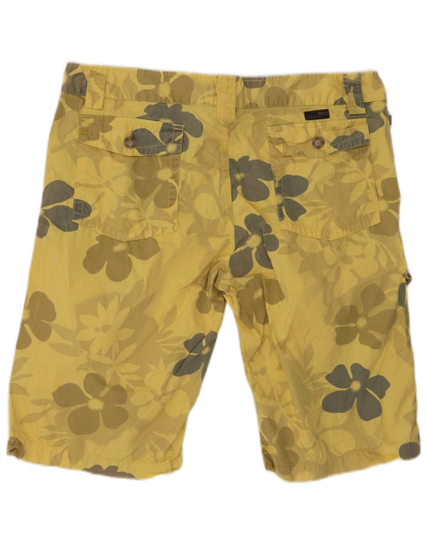 Marlboro Classics Mens Cargo Shorts EU 58 4XL W38 Yellow Floral Cotton