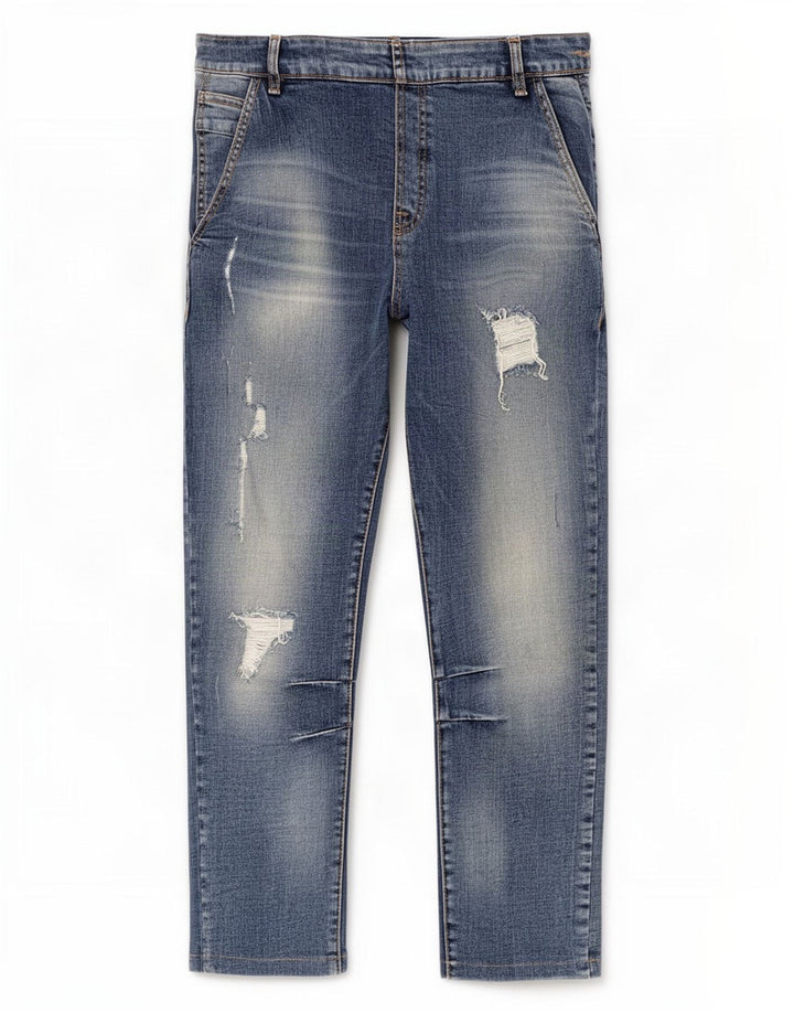 Męskie jeansy Zara Crop Distressed W32 L24 Niebieskie