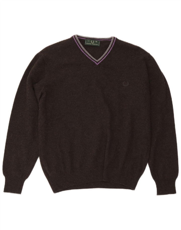 Męski sweter Fred Perry z dekoltem w kształcie litery V, XL, czarna wełna