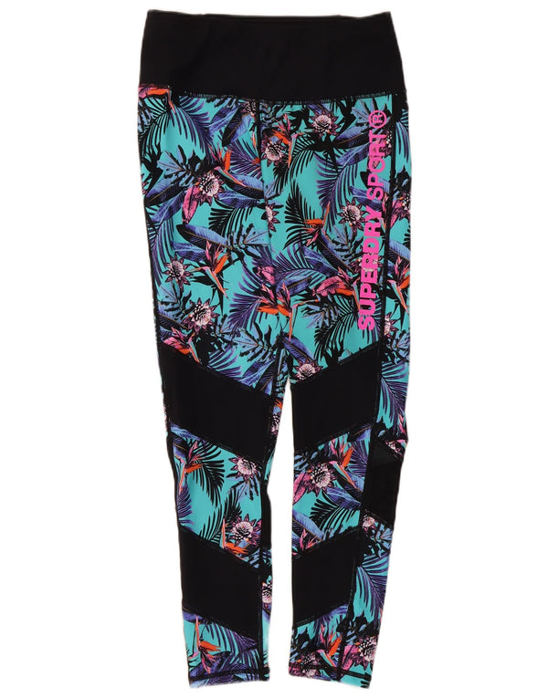Damskie legginsy Superdry Graphic Crop UK 12, średnie, wielokolorowe kwiaty