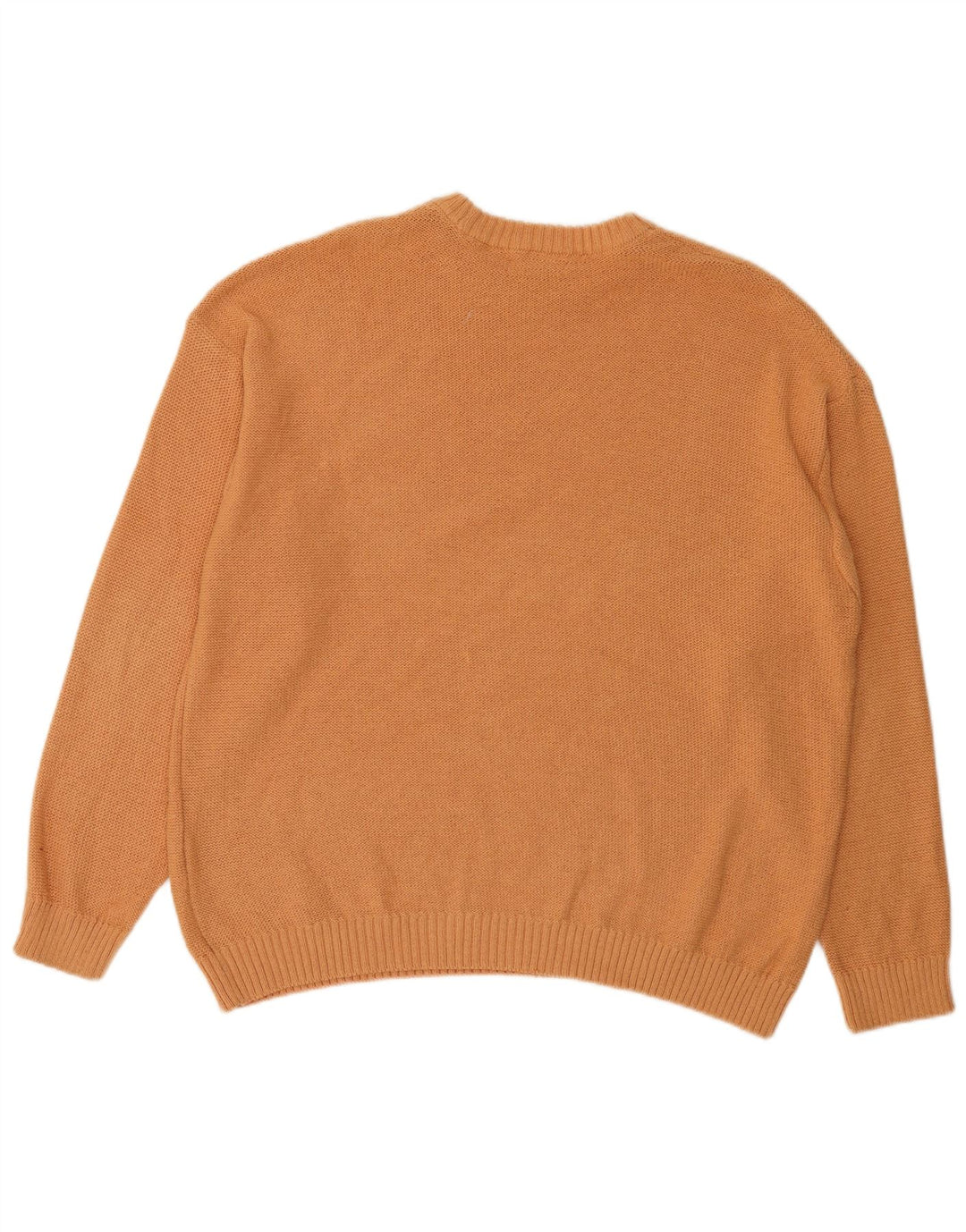 Męski sweter Zara z okrągłym dekoltem, duży, pomarańczowy, bawełniany