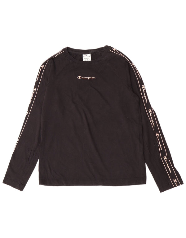 Damski top graficzny Champion z długim rękawem UK 12, średni czarny