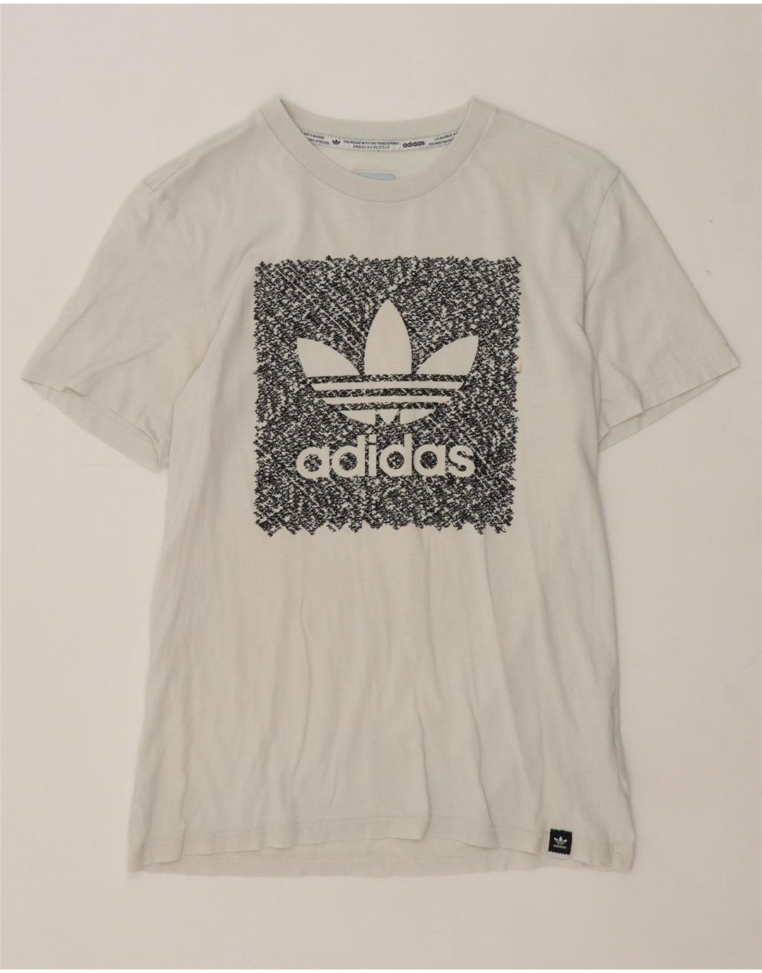 Męska koszulka z grafiką Adidas, mała, biała, bawełniana