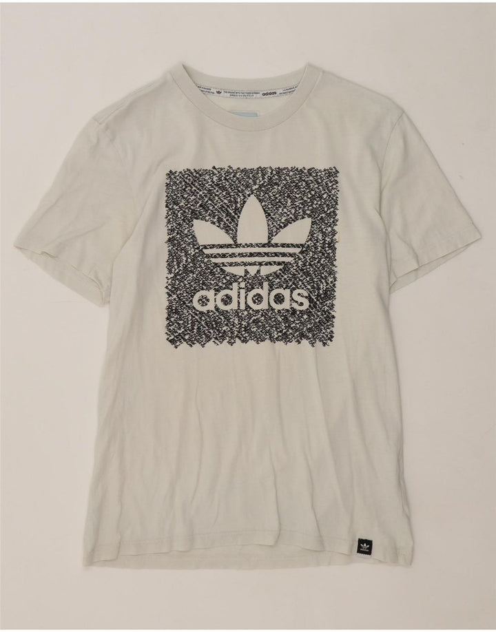 Męska koszulka z grafiką Adidas, mała, biała, bawełniana