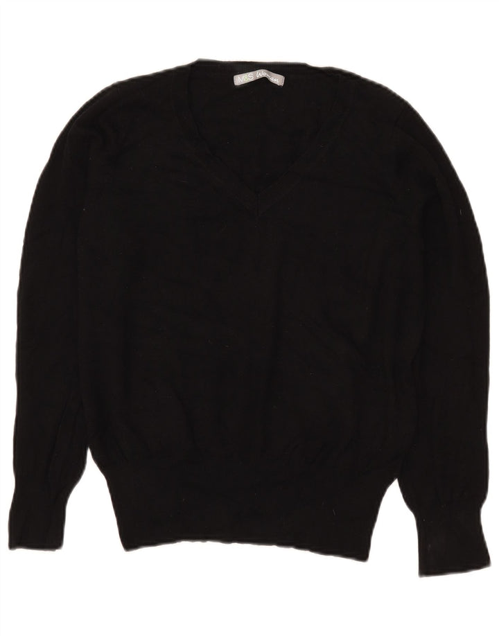 Marks & Spencer Damski sweter z dekoltem w kształcie litery V, UK 12, średni czarny