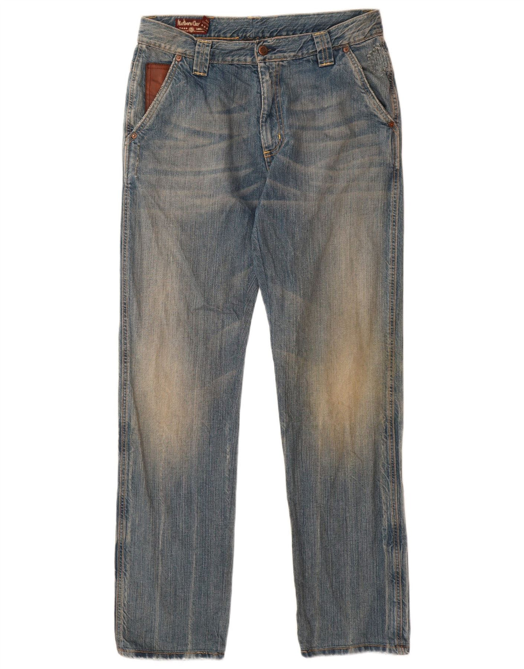 Marlboro Classics Męskie proste dżinsy W34 L32 Niebieska bawełna