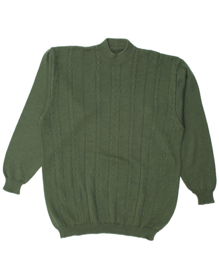 Vintage męski sweter z golfem, duży, zielony
