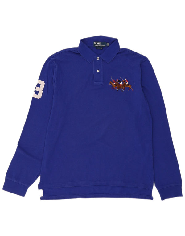 Polo Ralph Lauren Męska koszula z długim rękawem o dopasowanym kroju, duża niebieska bawełna