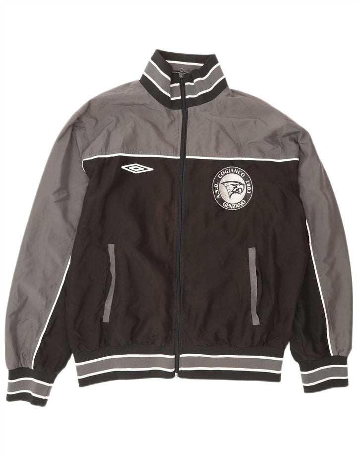 Męska kurtka dresowa Umbro z grafiką, duży szary poliester z blokami kolorów