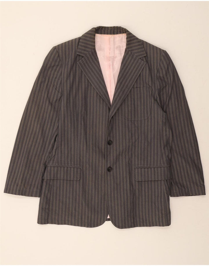 DOLCE & GABBANA Mens 2 Button Blazer Jacket UK 40 Large Grey Striped Vintage Dolce & Gabbana and Second-Hand Dolce & Gabbana from Messina Hembry 