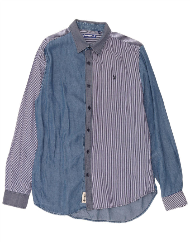 Koszula męska Desigual, duża, niebieska, patchworkowa z lyocellu