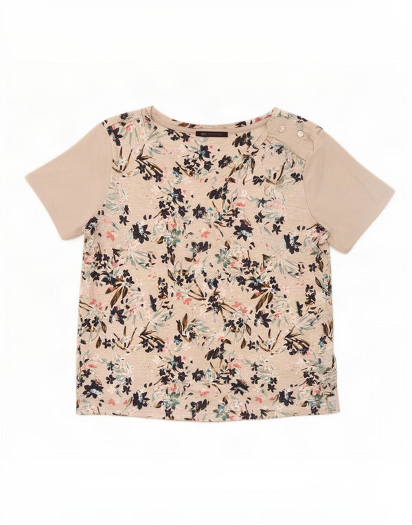 T-shirt damski Marks & Spencer Top UK 14 Large, beżowy, w kwiaty, wiskoza