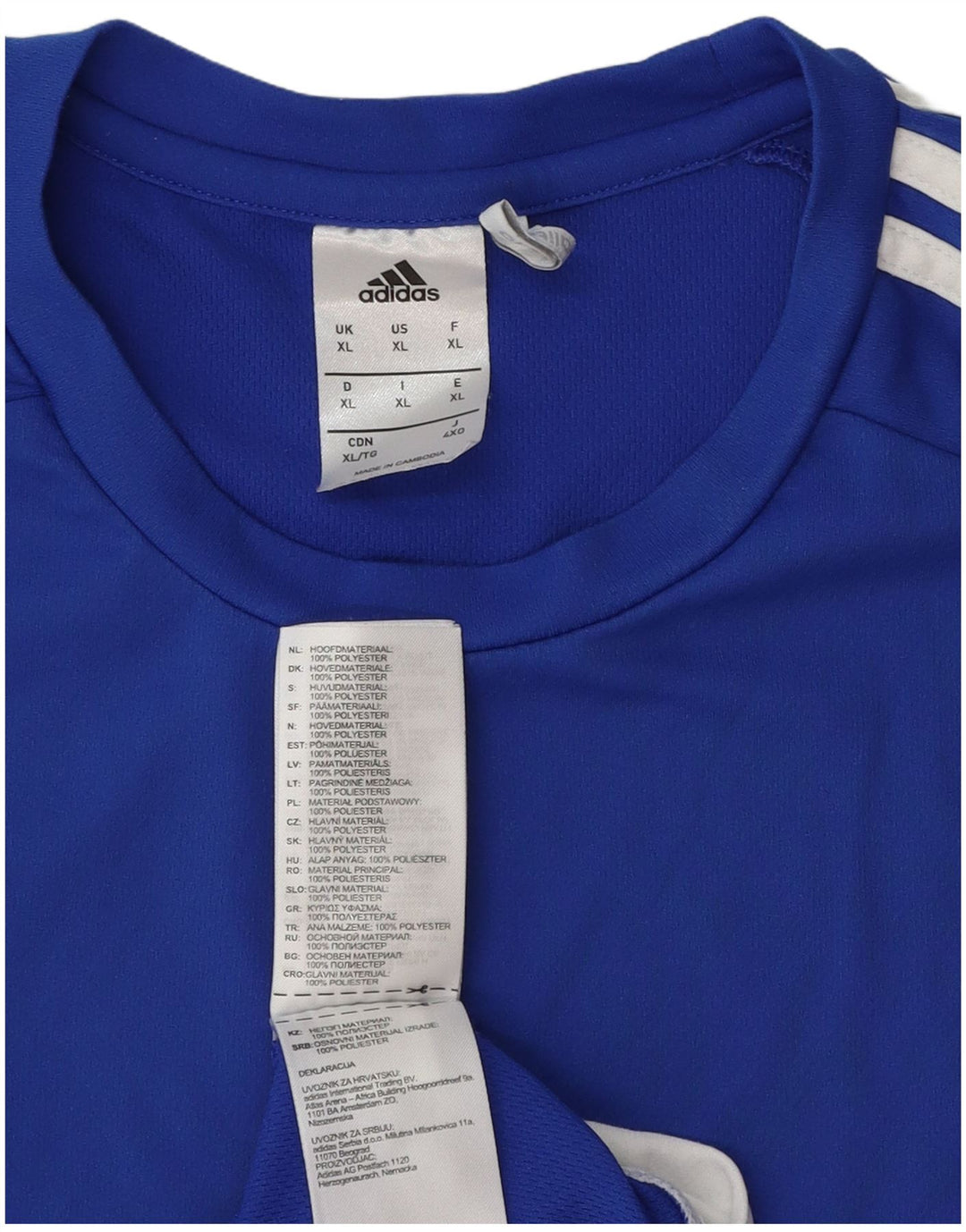 Adidas Męska koszulka Climalite Top XL Niebieski poliester z blokami kolorów