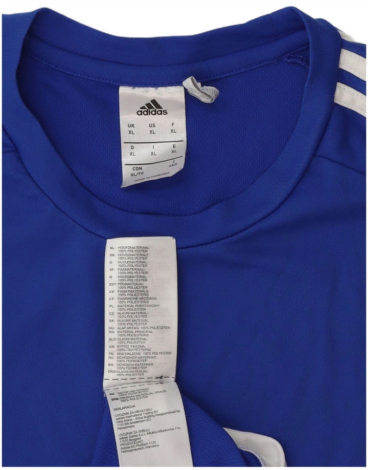 Adidas Męska koszulka Climalite Top XL Niebieski poliester z blokami kolorów