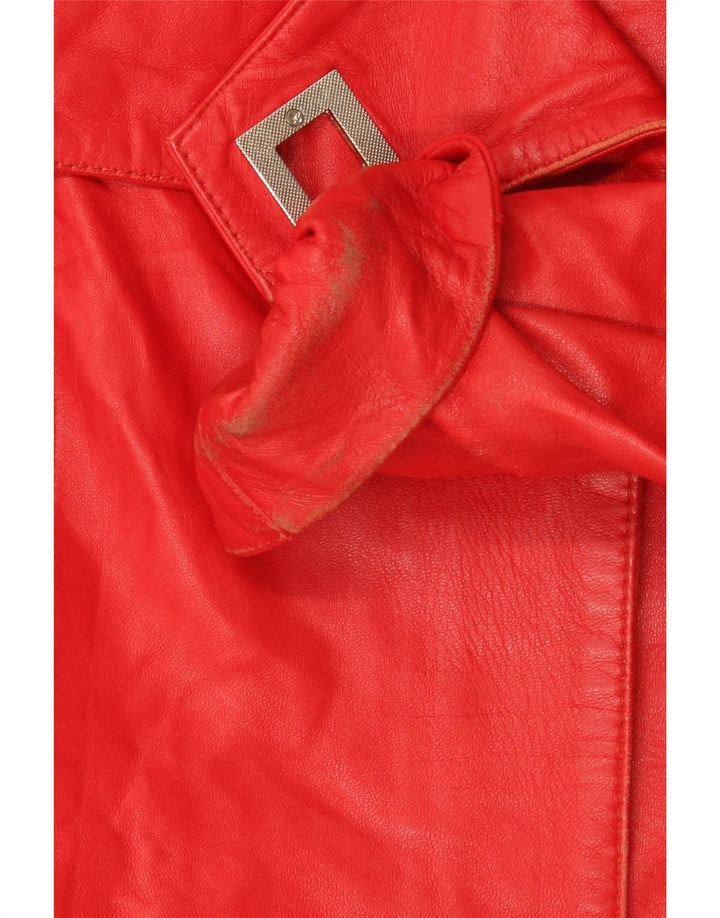 VINTAGE Womens Leather Jacket IT 44 Medium Red Leather