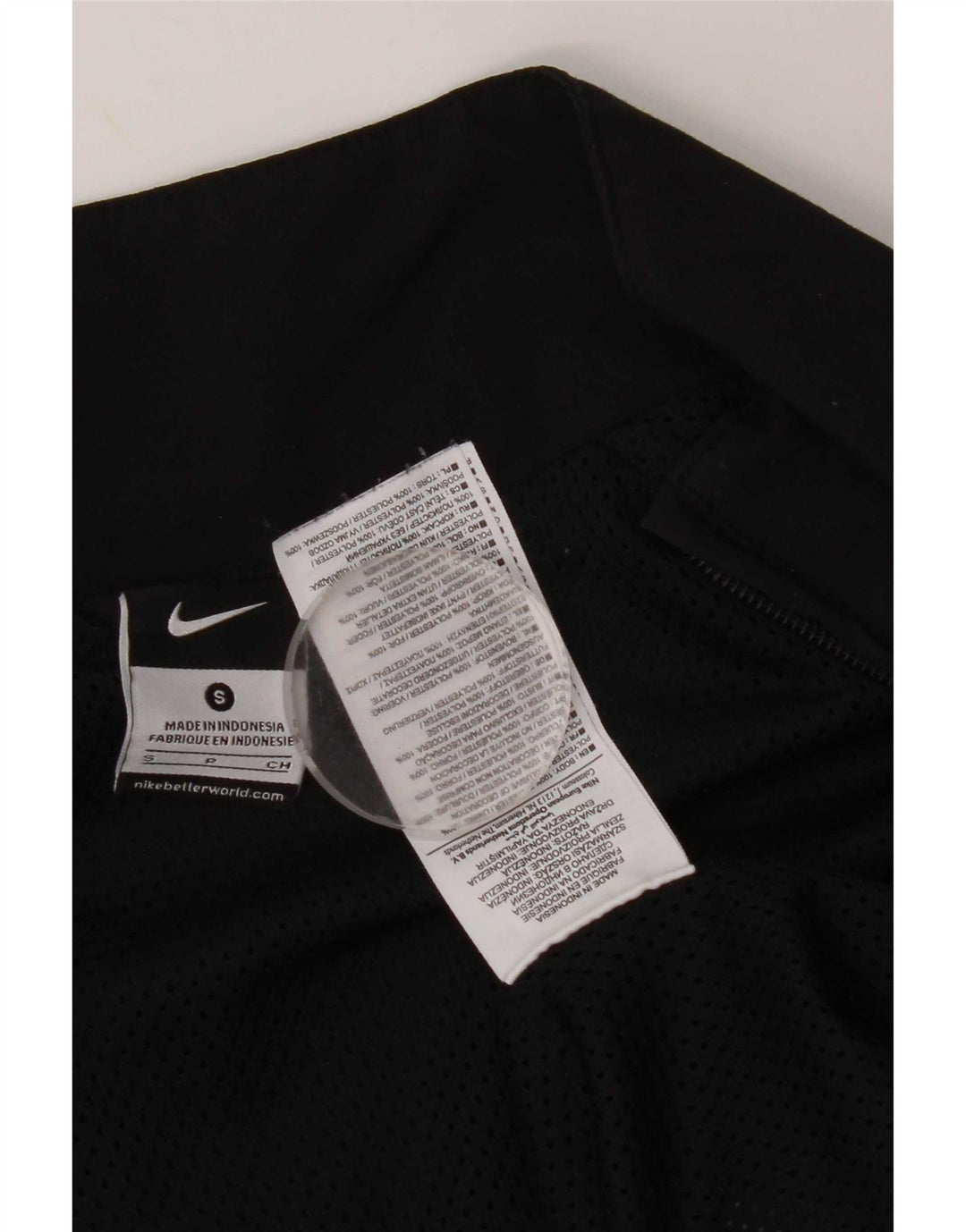 Męska kurtka dresowa Nike z grafiką, mała, czarna, poliestrowa z blokami kolorów