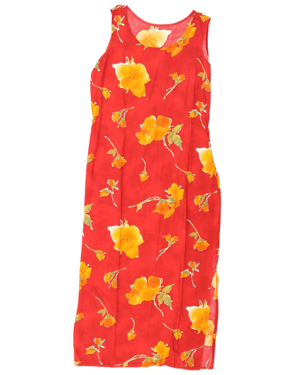 Vintage Womens Sleeveless Maxi Dress UK 12 Medium Red Floral