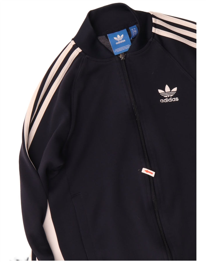 Adidas Męska bluza dresowa, mała, granatowa, poliestrowa