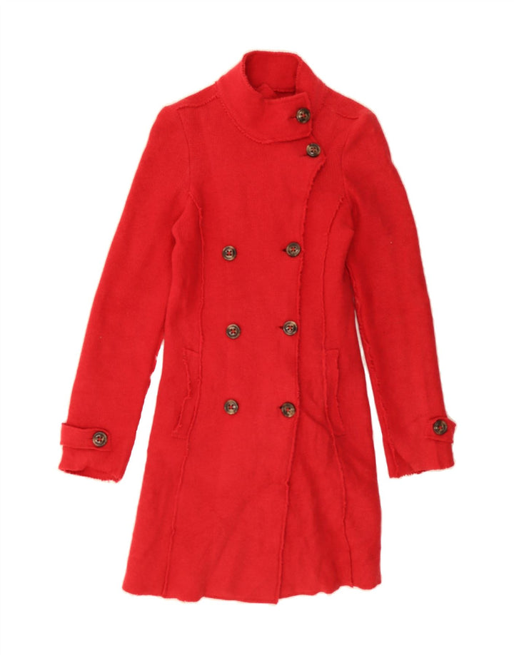 PLAYLIFE Womens Knit Double Breasted Coat UK 10 Small Red Wool Vintage Playlife and Second-Hand Playlife from Messina Hembry 