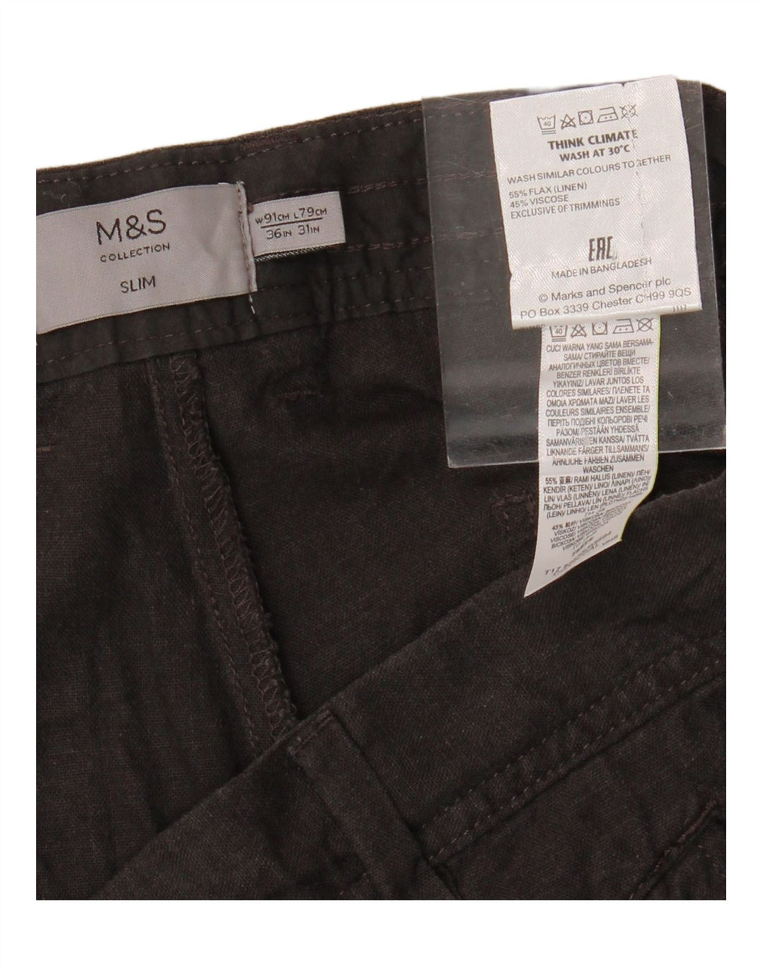 Męskie spodnie Chino MARKS & SPENCER W36 L25 Szare lniane