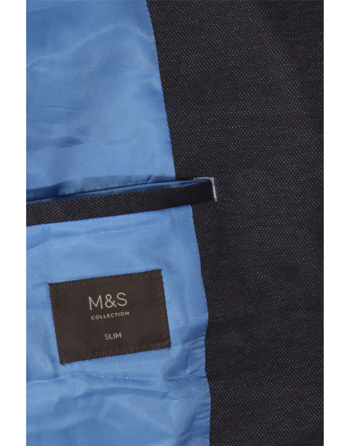 MARKS & SPENCER Męska marynarka slim fit zapinana na 2 guziki, UK 46 XL, granatowa
