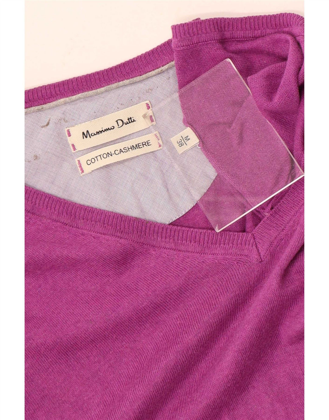 Męski sweter Massimo Dutti z dekoltem w kształcie litery V, średniofioletowy, bawełniany